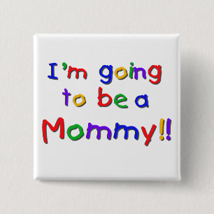 Badge Carré 5 Cm Devenir une maman couleur primaire