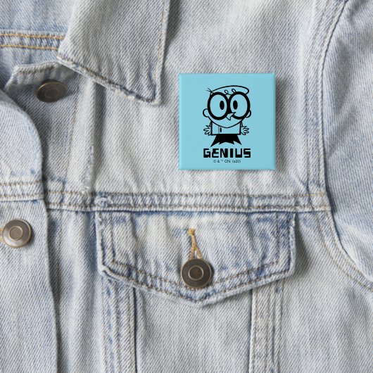 Badge Carré 5 Cm Dexter "Genius" - Graphique en bref (En situation)
