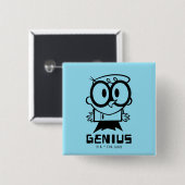 Badge Carré 5 Cm Dexter "Genius" - Graphique en bref (Devant & derrière)