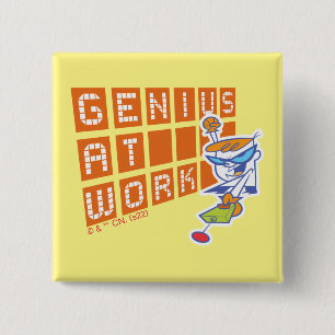 Badge Carré 5 Cm Dexter "Le génie au travail"