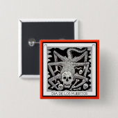 Badge Carré 5 Cm Dia de los muertos - Jose Posada Button (Devant & derrière)