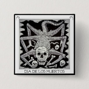 Badge Carré 5 Cm Dia de los muertos - Jose Posada Button