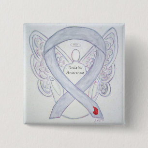 Badge Carré 5 Cm Diabetes Awareness Ribbon Angel Custom Buttons