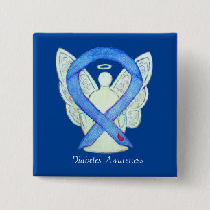 Badge Carré 5 Cm Diabetes Awareness Ribbon Angel Custom Pin Buttons