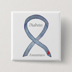 Badge Carré 5 Cm Diabetes Awareness Ribbon Customized Art Pin