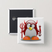 Badge Carré 5 Cm Diable Tux (Linux Tux) (Devant & derrière)