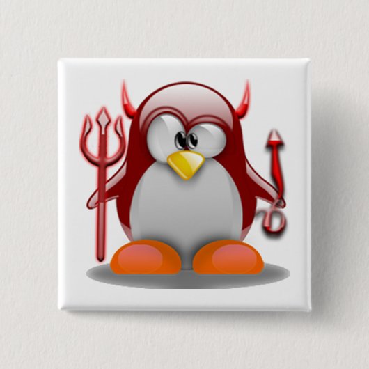 Badge Carré 5 Cm Diable Tux (Linux Tux) (Devant)