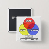 Badge Carré 5 Cm Diagramme de Venn .. Infirmière anesthésiste (Devant & derrière)