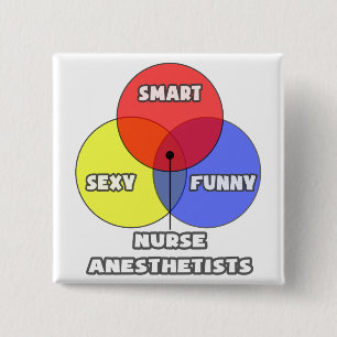 Badge Carré 5 Cm Diagramme de Venn .. Infirmière anesthésiste
