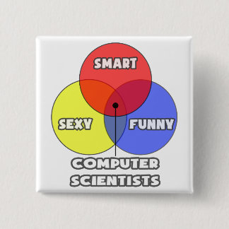 Badge Carré 5 Cm Diagramme de Venn .. Informaticiens