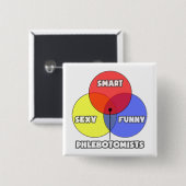 Badge Carré 5 Cm Diagramme de Venn .. Phlebotomiste (Devant & derrière)