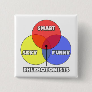 Badge Carré 5 Cm Diagramme de Venn .. Phlebotomiste
