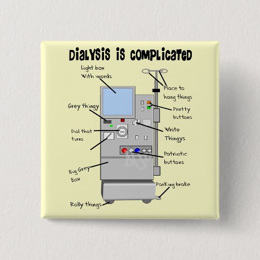 Badge Carré 5 Cm Dialyse Infirmière/Tech Dons Amusants (Devant)