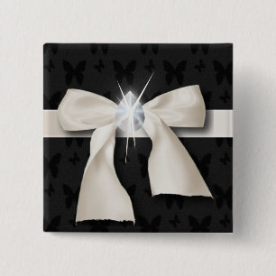 Badge Carré 5 Cm diamant chic à la mode blanc Bow