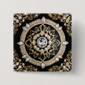 Badge Carré 5 Cm Diamants blancs impeccables et mandala de cercle o (Devant)