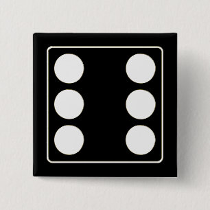Badge Carré 5 Cm DICE numéros de pips blanc 6 + votre backgr.