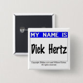 Badge Carré 5 Cm Dick Hertz (Devant & derrière)