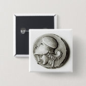Badge Carré 5 Cm Didrachma de Heracles : Athéna de representation (Devant & derrière)