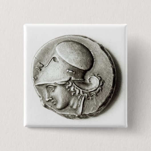 Badge Carré 5 Cm Didrachma de Heracles : Athéna de representation (Devant)