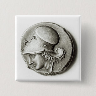 Badge Carré 5 Cm Didrachma de Heracles : Athéna de representation