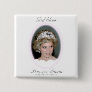 Badge Carré 5 Cm Dieu Béni Princesse Diana