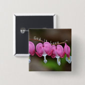 Badge Carré 5 Cm Dieu est coeur d'amour (Devant & derrière)