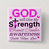 Badge Carré 5 Cm Dieu Me Donnera Sa Force (Devant)