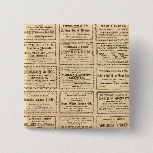 Badge Carré 5 Cm Différentes publicités pour le pétrole (Devant)