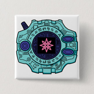 Badge Carré 5 Cm Digimon Digivice de lumière