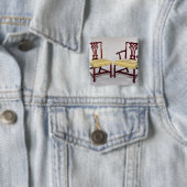 Badge Carré 5 Cm Dinant des chaises, avec les dos entrelacés de (En situation)