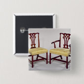 Badge Carré 5 Cm Dinant des chaises, avec les dos entrelacés de (Devant & derrière)