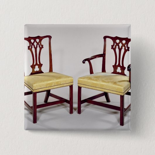 Badge Carré 5 Cm Dinant des chaises, avec les dos entrelacés de (Devant)