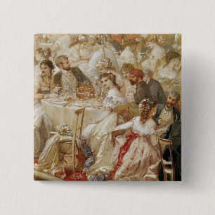 Badge Carré 5 Cm Dîner chez le Tuileries, 1867