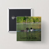 Badge Carré 5 Cm Dingues dans le bouton d'amour (Devant & derrière)