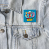 Badge Carré 5 Cm Dino Ranch | Les Ranchers Ride ! (En situation)