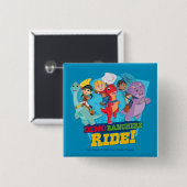 Badge Carré 5 Cm Dino Ranch | Les Ranchers Ride ! (Devant & derrière)