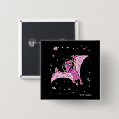 Badge Carré 5 Cm Dinos De Ptérodactyle Violet Dans L'Espace (Devant & derrière)