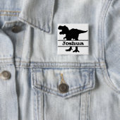 Badge Carré 5 Cm Dinosaur Numéro de nom personnalisé (En situation)