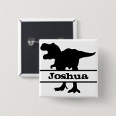 Badge Carré 5 Cm Dinosaur Numéro de nom personnalisé (Devant & derrière)