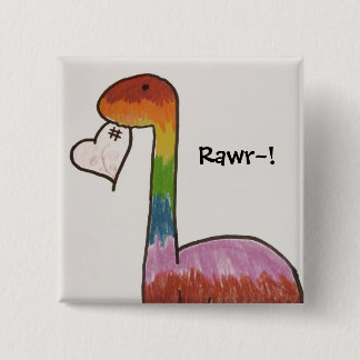 Badge Carré 5 Cm Dinosaure d'arc-en-ciel