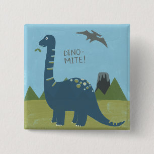 Badge Carré 5 Cm dinosaure de Dino-acarides