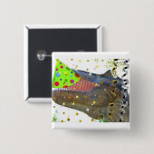 Badge Carré 5 Cm Dinosaure T-Rex Party Animal (Devant & derrière)