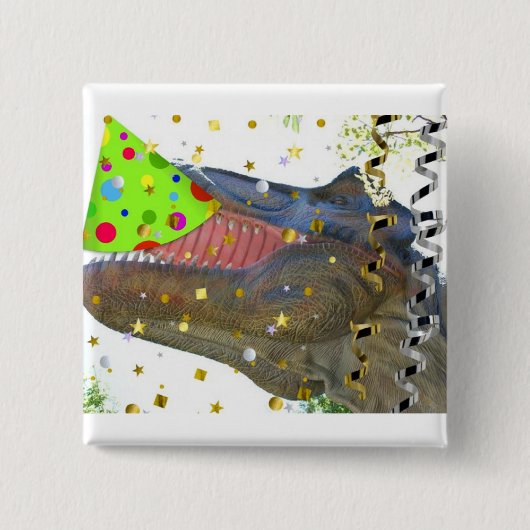 Badge Carré 5 Cm Dinosaure T-Rex Party Animal (Devant)