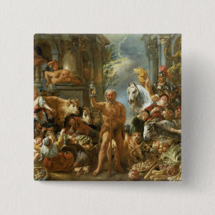 Badge Carré 5 Cm Diogène recherchant un homme honnête, c.1650-55