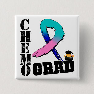 Badge Carré 5 Cm Diplômé de chimio de cancer de la thyroïde