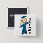 Badge Carré 5 Cm Diplômé de garçon (Devant & derrière)