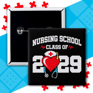 Badge Carré 5 Cm Diplômé de l'école de soins infirmiers 2029
