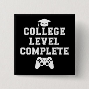 Badge Carré 5 Cm Diplômé de niveau universitaire Joueur de jeux vid