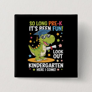 Badge Carré 5 Cm Diplômé de pré-maternelle Jardin d'enfants Dinosau