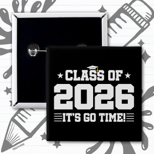 Badge Carré 5 Cm Diplômés de la promotion 2026 C'est parti ! Varsit
